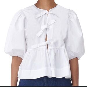 🆕 Women's Front Tie Top, 3/4 Length Puff Sleeve Size Small